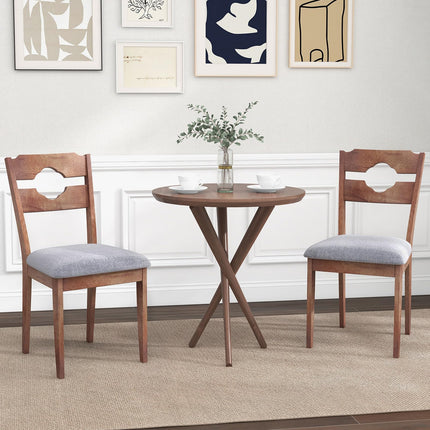 Dreamade Wooden Dining Chairs Set of 2/4, Rubber Wood Dinner Chair w/Hollowed Backrest & Padded Seat