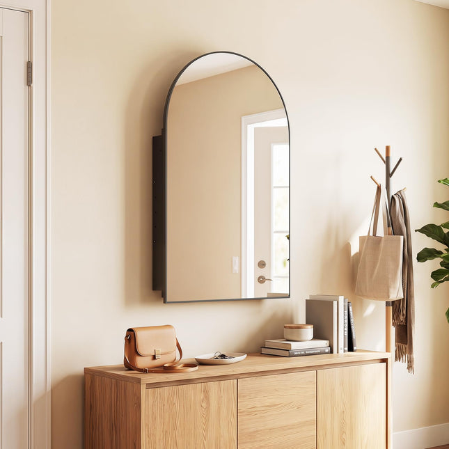 Dreamade 34" x 22" Brushed Metal Wall-Mounted Medicine Cabinet for Bathroom