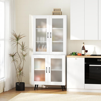 Dreamade Kitchen Pantry Cabinet 70.5" Tall Cupboard with 4 Transparent Doors