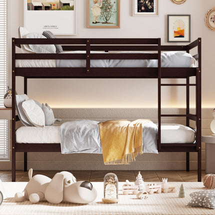 Dreamade Bunk Bed Twin Over Twin White, Solid Wood Bunk Bed