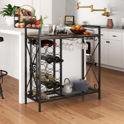 Dreamade Wine Bar Table with 6 Glass Wine Glass Holder