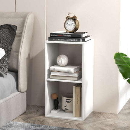 Dreamade 2-Cube Bookcase, White Cubby Bookshelf w/Back Guardrail & Anti-Tipping Kits