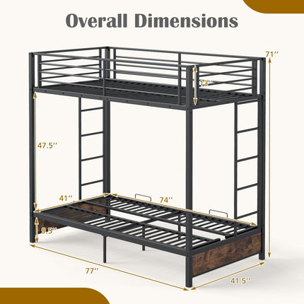Dreamade Twin Over Twin Futon Bunk Bed
