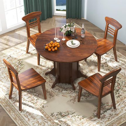 Dreamade 42” Round Dining Table, Modern Kitchen Table with Pedestal Base, Solid Wood Frame