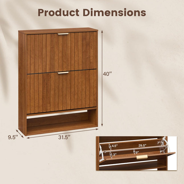 Dreamade Shoe Storage Cabinet with 2 Flip Drawers