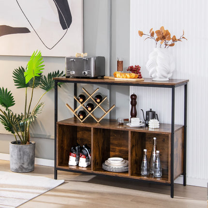 Dreamade Buffet Sideboard, Wooden Cupboard, Kitchen Pantry w/Spacious Countertop, Large Open Shelf, 3 Cube Storage Cabinet