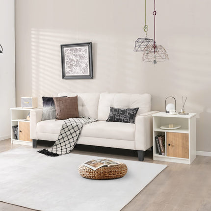 Dreamade White Nightstand Set of 2, 25" Tall End Side Table with 1 Door & 2 Open Shelves