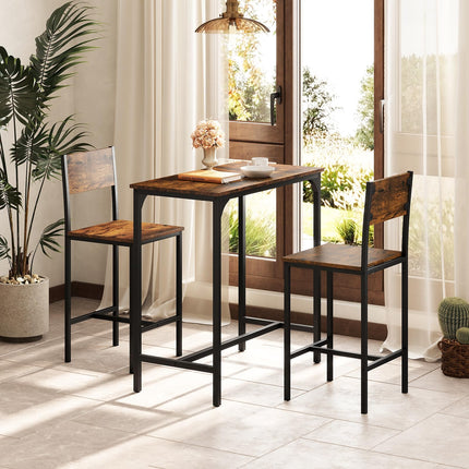 Dreamade Bar Table and Chair Set with 2 Counter Height Bar Stools