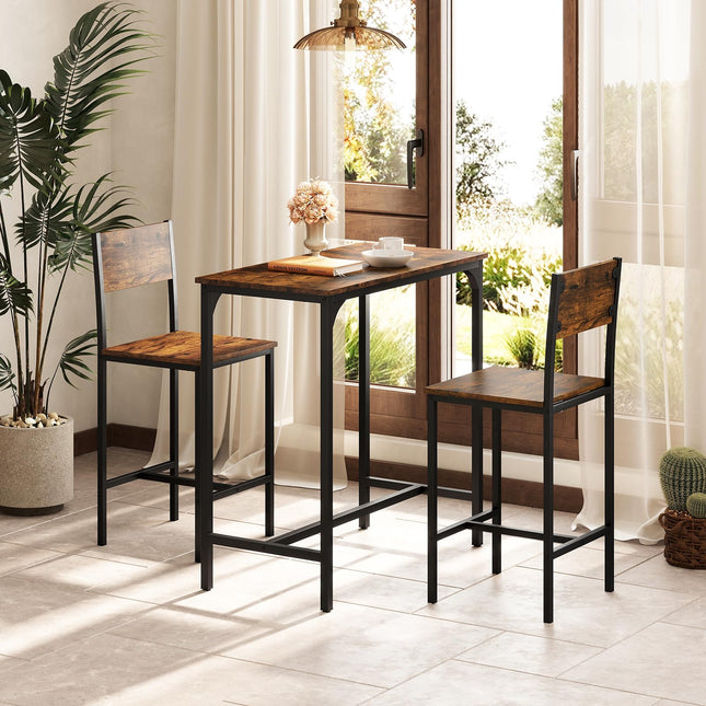 Dreamade Bar Table and Chair Set with 2 Counter Height Bar Stools