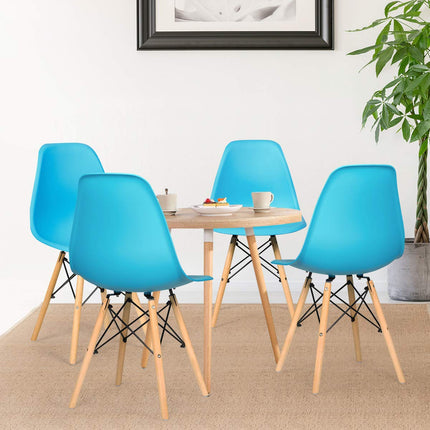 Dreamade Dining DSW Chairs with Linen Cushion, Modern Mid Century Shell Chairs w/ Wood Legs