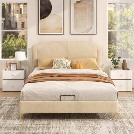Dreamade Modern Nightstand with 2 Storage Drawers, Wooden Night Stand with Raised Edge