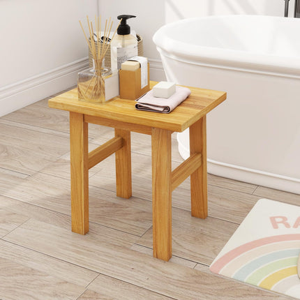 Dreamade Solid Teak Shower Bench Stool for Bathroom with Water-Resistant Finish 18''L x 12''W x 18''H