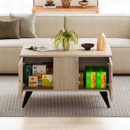 Dreamade Farmhouse Accent Modern Coffee Table with Storage for Living Room Bedroom
