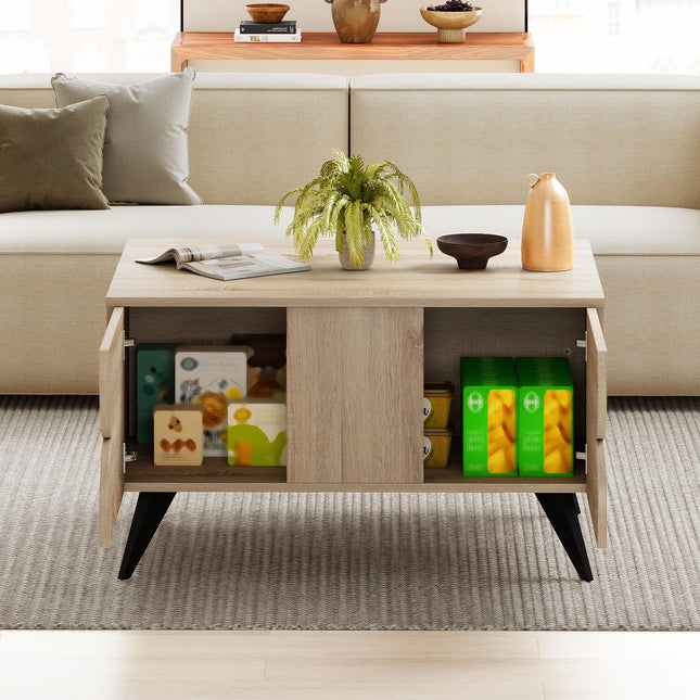 Dreamade Farmhouse Accent Modern Coffee Table with Storage for Living Room Bedroom
