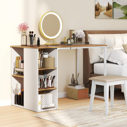 Dreamade Computer Desk with Storage Shelves for Bedroom