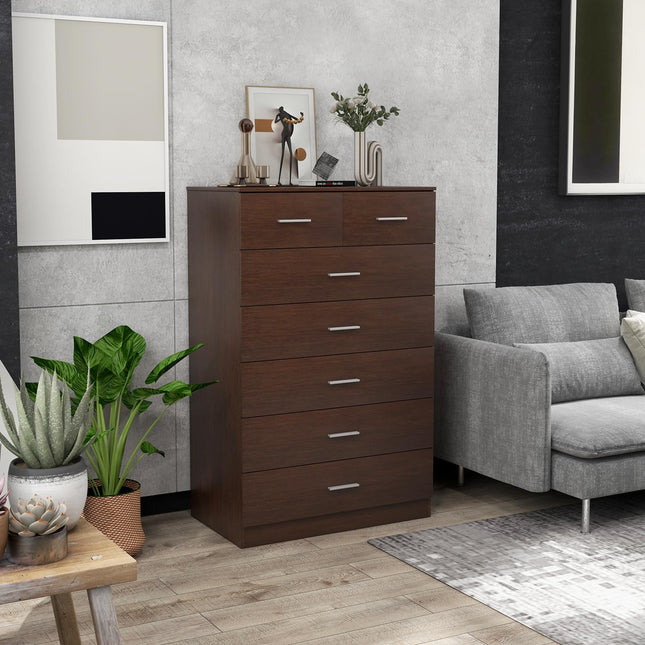 Dreamade 7 Drawers Dresser for Bedroom - Wooden Chest of Drawers with Anti-toppling Device