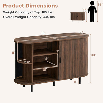 Dreamade 47'' Fluted Sideboard Buffet Cabinet with Tambour Sliding Doors