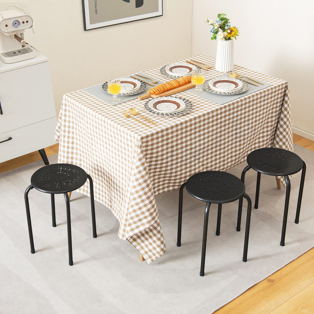 Dreamade Round Metal Stool Set of 6-17.5" Height Stackable Stool with Anti-Slip Foot Pads