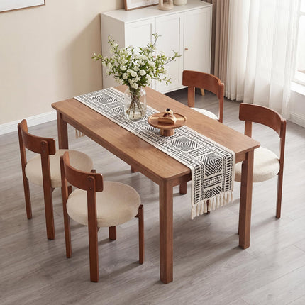 Dreamade Wooden Dining Chairs Set of 2/4 Teddy Fleece Upholstered Boucle Kitchen Chair w/Curved Backrest