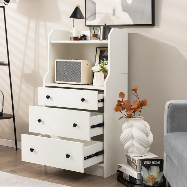 Dreamade 3 Drawers Dresser for Bedroom - Modern Storage Dresser Chest of Drawers with 2 Shelves, 3 Pull-Out Drawers