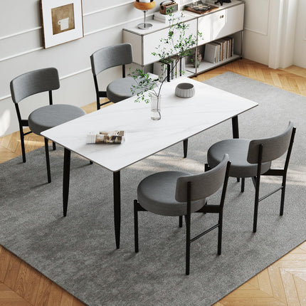 Dreamade Boucle Dining Chairs Set of 2/4, Sherpa Upholstered Kitchen Chairs w/Curved Backrest, Padded Seat & Metal Legs