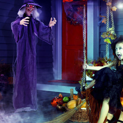 DREAMADE 6 FT Halloween Animatronic Hanging Sound Activated Witch