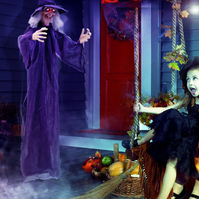 DREAMADE 6 FT Halloween Animatronic Hanging Sound Activated Witch