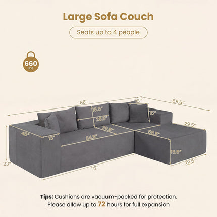 Dreamade 110.5" Modular Sectional Sofa for Bedroom & Living