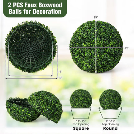Dreamade 2 PCS 19.5 Inch Artificial Plant Topiary Ball, Round Holly Faux Boxwood Balls