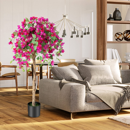 Dreamade 4.5FT Bougainvillea Artificial Tree, Fake Potted Plant w/ 312 Flowers - DreamadeUS