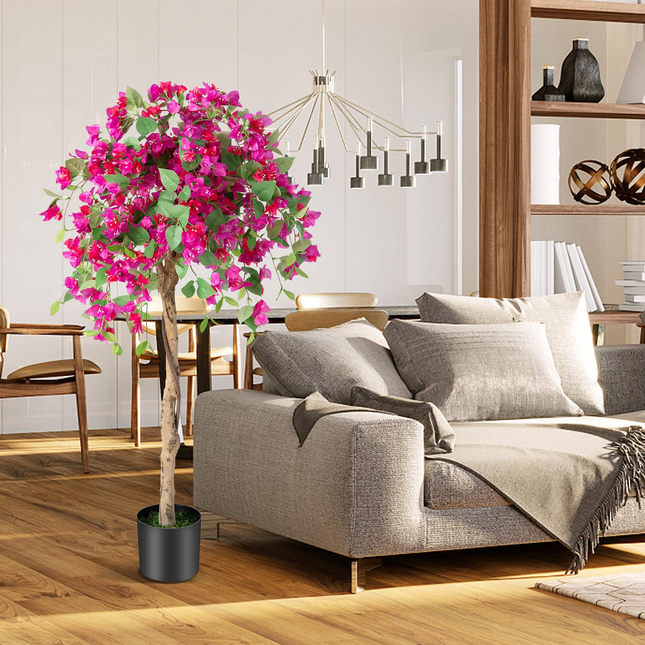 Dreamade 4.5FT Bougainvillea Artificial Tree, Fake Potted Plant w/ 312 Flowers - DreamadeUS