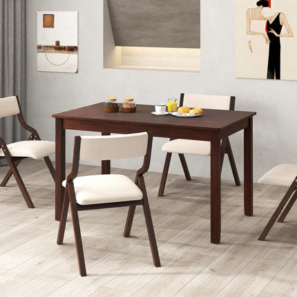 Dreamade Dining Table for 4 People, 48” x 29” Kitchen Table with Wood Legs, Rectangular Dinner Table for Small Space