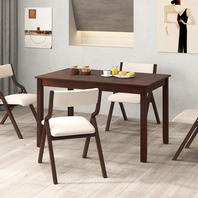 Dreamade Dining Table for 4 People, 48” x 29” Kitchen Table with Wood Legs, Rectangular Dinner Table for Small Space