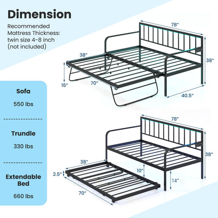 Dreamade Twin Daybed with Charging Station & LED Lights