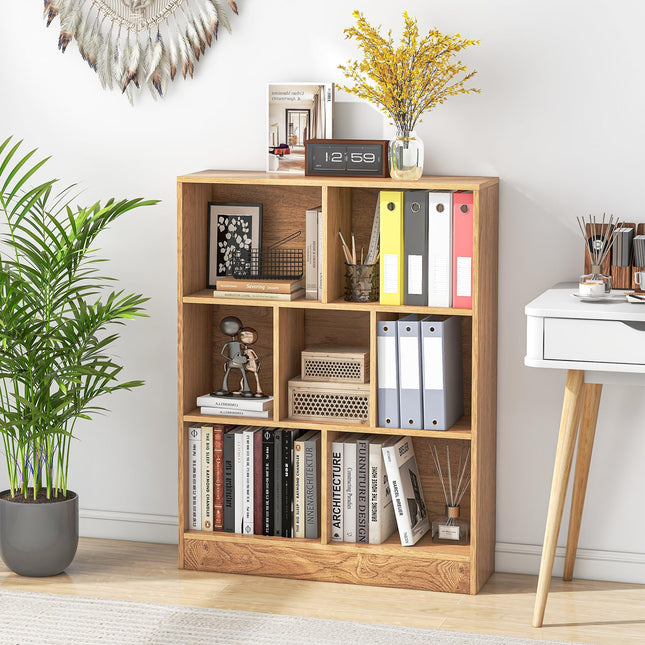 Dreamade 7 Cube Bookcase 4-Tier Freestanding Bookshelf w/ 7 Open Compartments