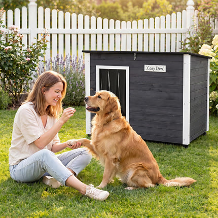 Dreamade Wooden Dog House with Openable Asphalt Roof