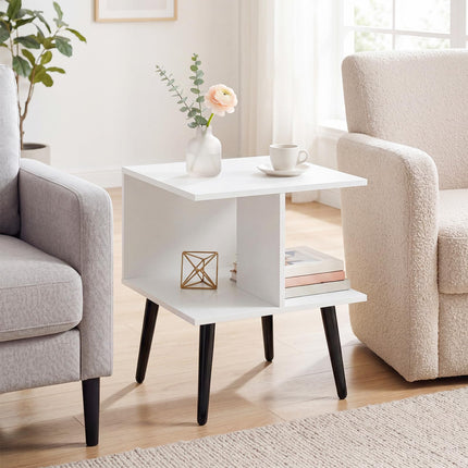 Dreamade Mid Century Modern 2-Tier End Table with 2 Storage Compartments (1/2)