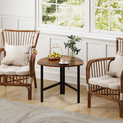 Dreamade Triangle End Table Wood Side Table with Metal Legs