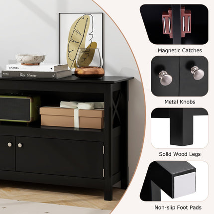 Dreamade TV Stand with Power Outlet for TVs up to 50 Inch, Entertainment Center with 2-Door Cabinet