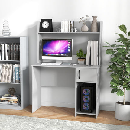 Dreamade Computer Desk with Hutch, Home Office Desk with Storage Cabinet & Adjustable Shelf