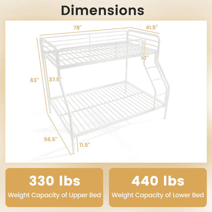 Dreamade Metal Bunk Beds Twin Over Full Size, Heavy Duty Bunk Bed for Teens Adults with Ladder & Guardrails