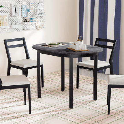 43" Wooden Dining Table for 2-4 People, Oval Kitchen Table w/Rubber Wood Legs