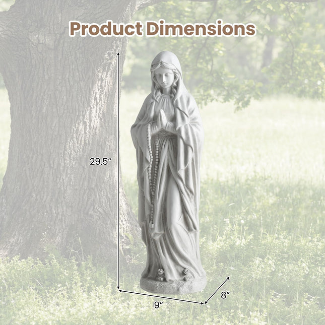 Dreamade Virgin Mary Praying Statue 29.5" | Blessed Mother Outdoor Religious Statue with Rosary Beads
