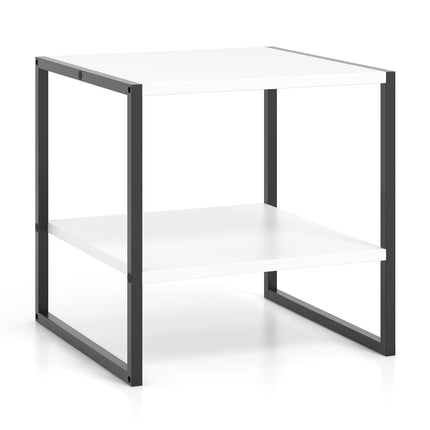 Dreamade 20 Inch End Table, Modern Square Side Table with Storage Shelf, Small Coffee Table for Living Room