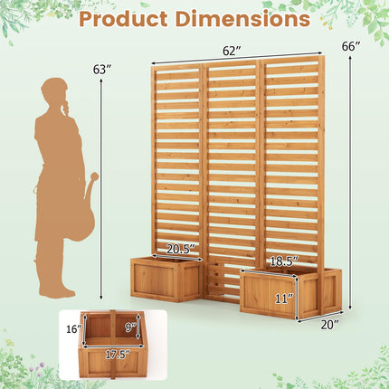 Dreamade Outdoor Wooden Privacy Screen with Planter Box