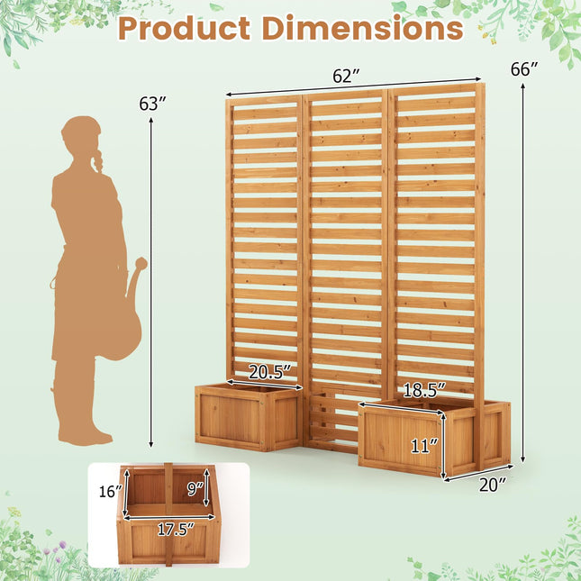 Dreamade Outdoor Wooden Privacy Screen with Planter Box