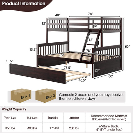 Twin Over Full Bunk Bed with Trundle - Dreamade