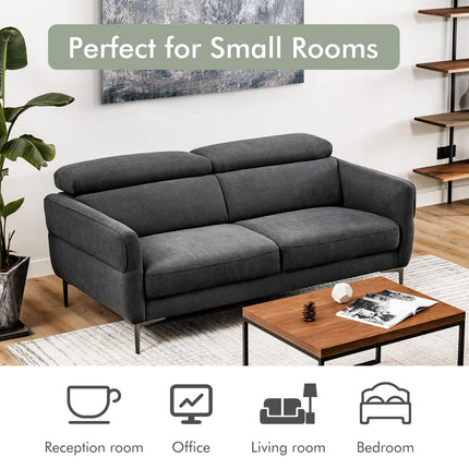 Dreamade Couch, Upholstered Loveseat with Lift-up Headrest and Metal Legs