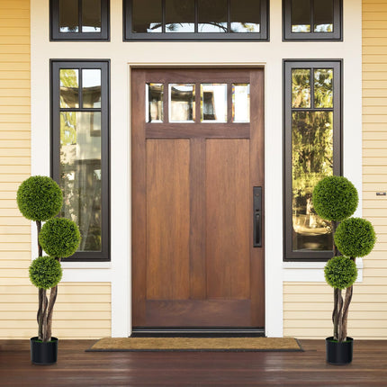 Dreamade 4ft Artificial Boxwood Topiary Ball Tree, Faux Potted Plants Cypress Tree in Weighted Pot with Triple Ball