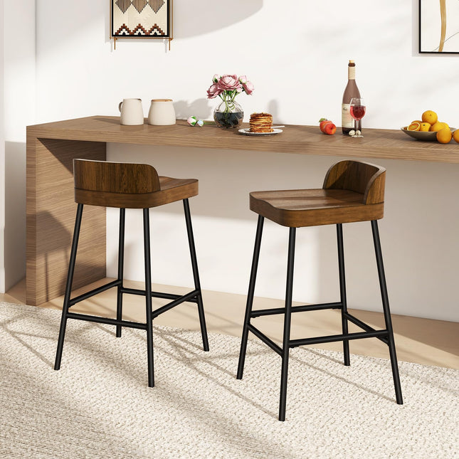 Dreamade 24.5'' Bar Stool, Counter Height Bar Stools with Low Back & Footrest